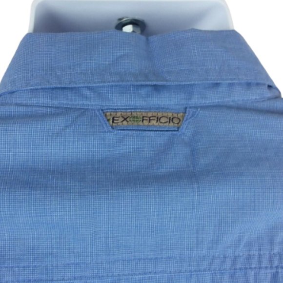 Exofficio Button Front Shirt Vented Long Sleeve Hiking Camping Fishing Checks - Picture 6 of 11
